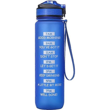 Gourde de sport 1L avec indicateur de temps, étanche et motivante, idéale pour le fitness et les activités physiques en extérieur.