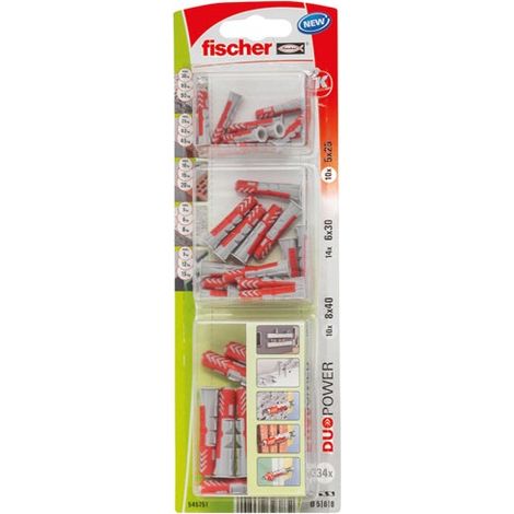 Ancoranti Duopower assortiti. 5x25/6x30/8x40 blister da 34 - Fischer