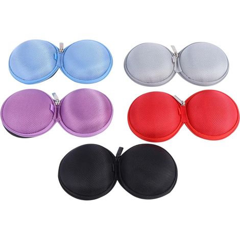 Pochette Ronde à Fermeture Éclair en Eva pour Écouteurs, Lot de 5 Format Compact, Rangement pour Câble de Données et Chargeur, Design Zippé, Protège les Écouteurs (1/5)
