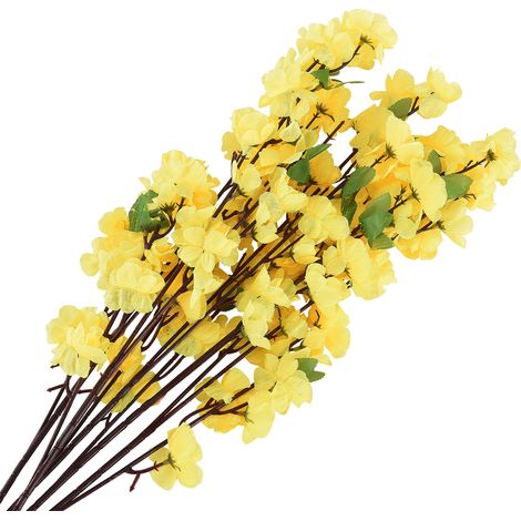 10 gelbe künstliche Blumen, künstliche Blumen, Dekorationen für Zuhause, Partys und Hochzeiten (1/5)