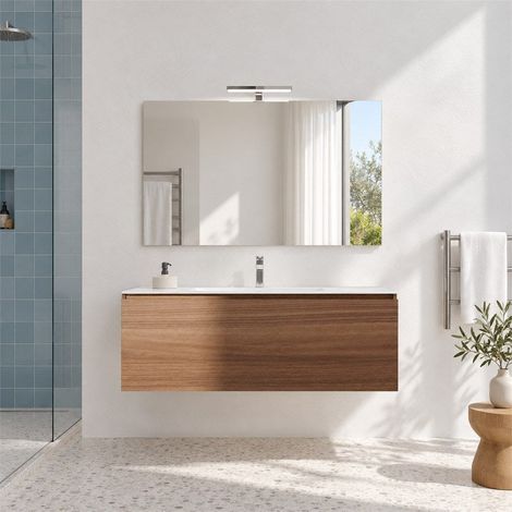 Mobile Bagno Caracalla Sospeso 100 Cm Con Cassetto, Lavabo Ceramica, Specchio E Lampada  Berlin (1/5)