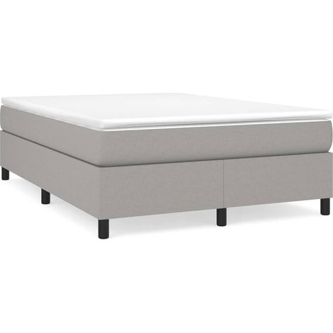 Lit double Lit adulte Sommier à lattes de lit avec matelas Gris clair 140x200cm Tissu