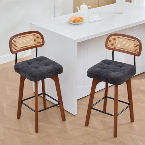 2 taburetes de bar giratorios 360° 44x51x96 cm de madera negra para isla - CHICFURN (1/5)