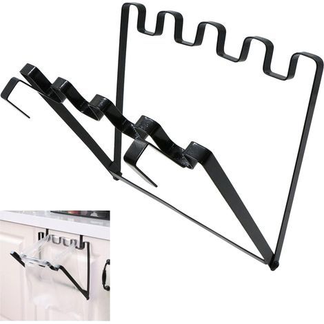 Porte - sac à ordures suspendu pliable - porte - sac à ordures simple en fer avec crochet pour porte d'armoire de moins de 1,8 cm pour cuisine, voyage, maison, armoire, tri sélectif des produits (noir (1/5)
