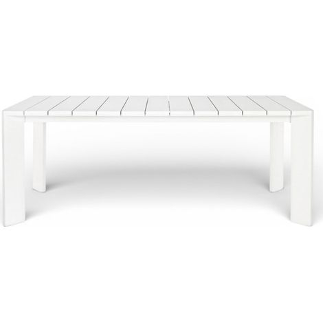 Tavolo rettangolare estensibile 150x100xH75 cm con struttura in alluminio bianco per esterno Brollin
