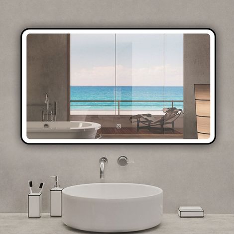 Acezanble Miroir lumineux 120 x 70cm avec 3 couleurs + dimmable + anti-buée + mémoire, miroir salle de bain led