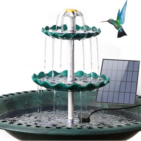 1 Fontaine Solaire, Panneau 3,5 W, Bassin 3 Niveaux, Abreuvoir Oiseaux, Jardin Extérieur