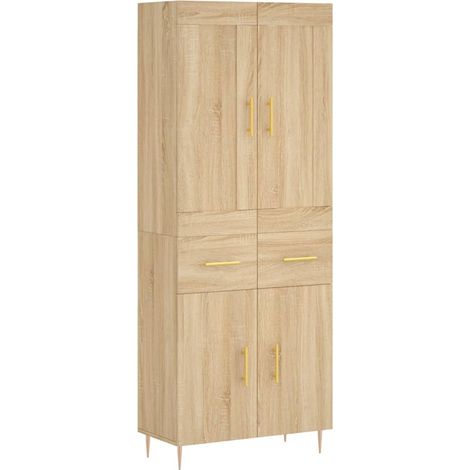 Buffet,Bahut,Meuble de Rangement haut Chêne sonoma 69,5x34x180 cm Bois d'ingénierie CFW41198 (1/5)