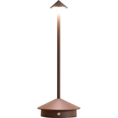 Lampe de table LED à intensité variable Zafferano Pina Pro — Aluminium, indice de protection IP54, adaptée à un usage intérieur et extérieur, socle de chargement inclus, hauteur 29 cm — Finition Corte