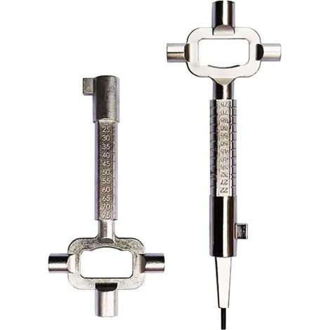 Lot de 2 clés d'armoires électriques - Clé de construction - Clé d'architecte - Outil d'ouverture de porte - Clé de construction universelle - Clé de construction multifonction (1/4)