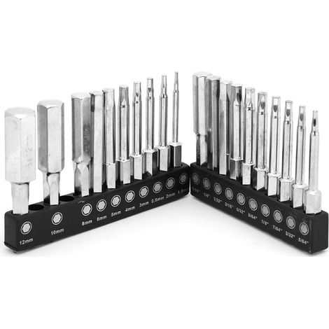 Jeu de 20 embouts magnétiques hexagonaux 1/4", tige hex rapide, acier S2, visserie professionnelle, accessoires de perçage et bricolage. (1/5)