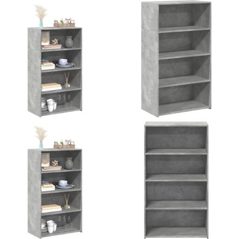Buffet haut gris béton 70x41x124 cm bois d'ingénierie - Buffet Design Intemporel - Meuble Rangement Cuisine - Commode Gris Beton - Meuble Salon - Buffet Haut - Home & Living (1/5)