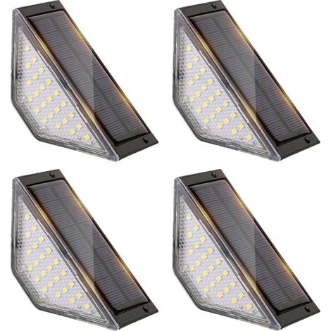 Lot de 4 lampes solaires pour jardin extérieur, lampes de jardin LED pour décoration de cour, terrasse, clôture, chemin, marches et escaliers, lampadaires LED IP65 étanches pour extérieur