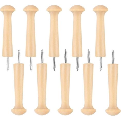10 Pièces Patere Murale Bois Brut, Crochet De Bricolage, Longs Crochets en Bois pour Suspendre Vêtements, Chapeaux, Clés, Écharpes, Serviettes, Vêtements pour Chambre à Coucher (1/4)
