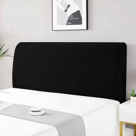 Housse de tête de lit extensible pour lit 170-190 cm Noir