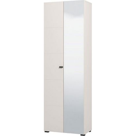 Garderobenschrank 2-türig Azzano, Schlafzimmer Kleiderschrank, 3 Einlegeböden, 4 Fächer, 64x194h cm Weiß