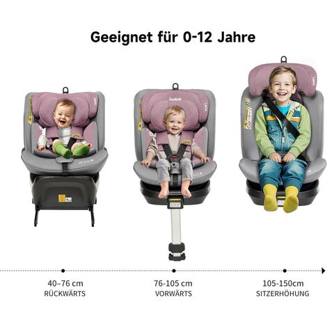 Seggiolino auto i-Size 53x46x64 cm rosa e grigio, girevole 360°, FloraGrace (1/5)