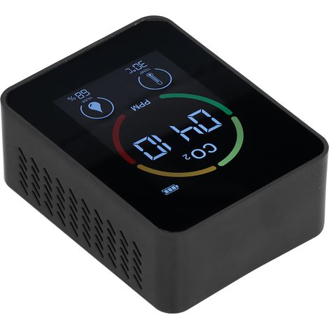 Détecteur intelligent de dioxyde de carbone avec fonction de chargement USB, surveillance infrarouge de la température, de l'humidité et de la qualité de l'air, couleur noire. (1/5)