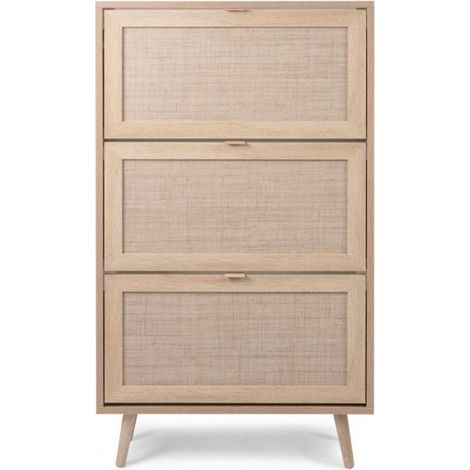 Etagère à chaussures double profondeur 125 cm chêne clair avec 3 rabats - Agrigento (1/5)