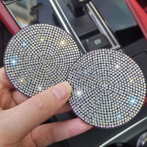 2 glitzernde Auto-Untersetzer, 7 cm (2,75 Zoll) (Farbe), Auto-Becherhalter-Untersetzer, glitzernde Auto-Untersetzer, Zubehör
