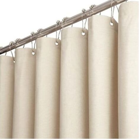 Piccola tenda da doccia in tessuto 120 x 180 cm, tessitura del lino, anti-muffa, impermeabile, con 8 ganci tenda della doccia, decorativo, moderno e lussuoso poliestere e lavabile in lavatrice, bagno, (1/5)