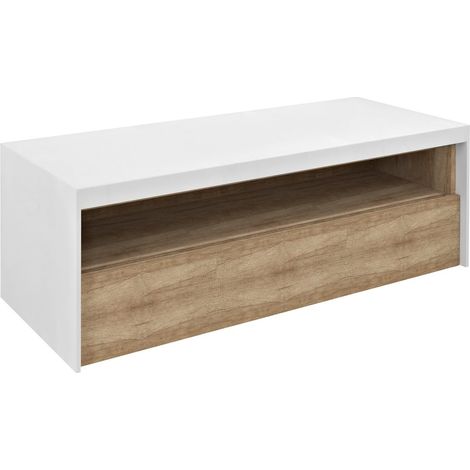 VIERA Meuble sous-vasque 120x44x50cm, blanc mat/Chêne Alabama (1/3)