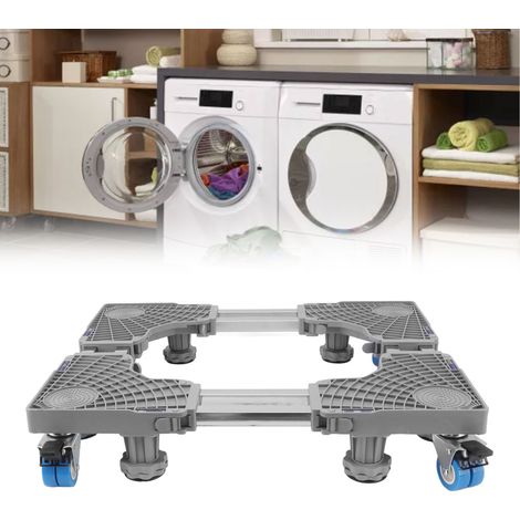 Base universale multifunzione regolabile con freni per lavatrice/asciugatrice/frigorifero (metallo/PP) - Supporto mobile grigio (1/4)