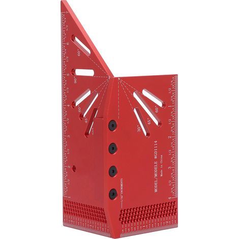 Règle de mesure multi-angle 3D, échelle impériale 30 45 60 90 degrés, rapporteur carré pour le travail du bois (1/5)