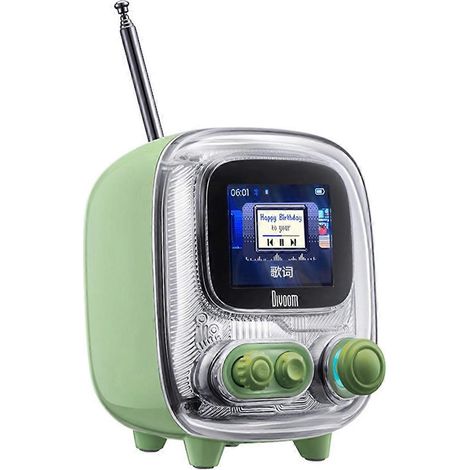 Réveil portable Ratro Bluetooth en forme de pixel art vert-- (1/5)