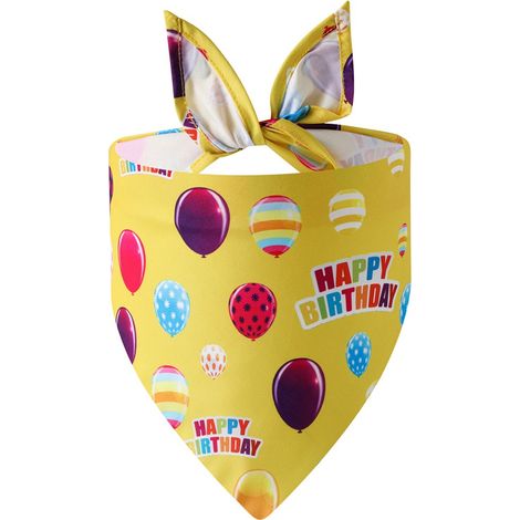 1 Bandana pour chien, Joyeux anniversaire, 65 x 45 x 45 cm, polyester, multicolore, pour chiens petits et moyens (1/5)