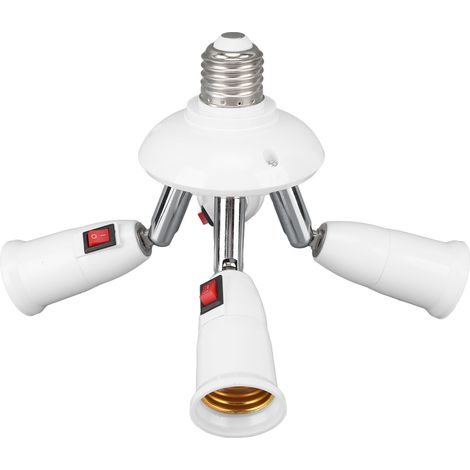 Répartiteur de lumière 4 en 1 pour ampoules E26 et E27, résistant à la chaleur, rotatif à 360°, flexible à 180°, avec interrupteur, 85-265 V (1/5)