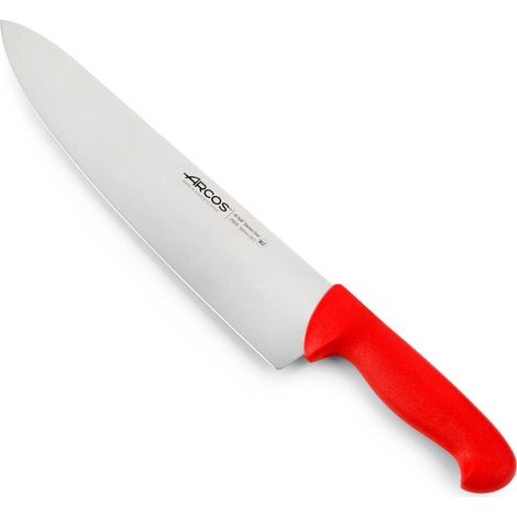 Coltello da cuoco Arcos Colore - Prof 290922 in acciaio inox Nitrum e mango ergonomico rosso Polipropilene e 30 lama cm, coperchio espositivo
