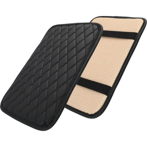 Improved Car Armrest Cushion with Black Leather Center Console Cover, Universal Accessory with Storage Pockets, Comfort and Practicality for Cars Height Increased by 1.5 cm (1/5)