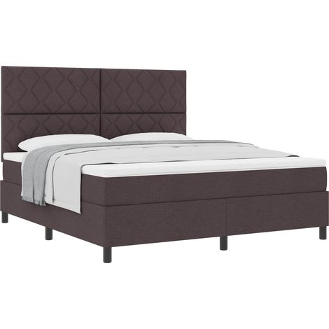 Maison Exclusive - Lit à ressorts avec tête de lit Marron foncé 180 x 200 cm tissu (1/5)