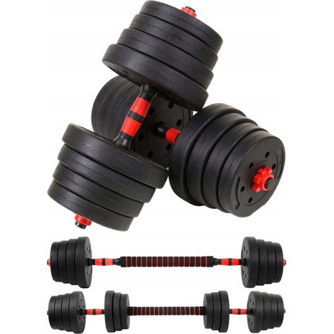 Set di manubri regolabili MEGA 3 in 1 in bitume con funzione bilanciere 2x 15 kg