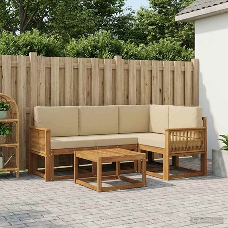 vidaXL Set di divani da esterno 5 pcs Naturale e Beige Poliestere