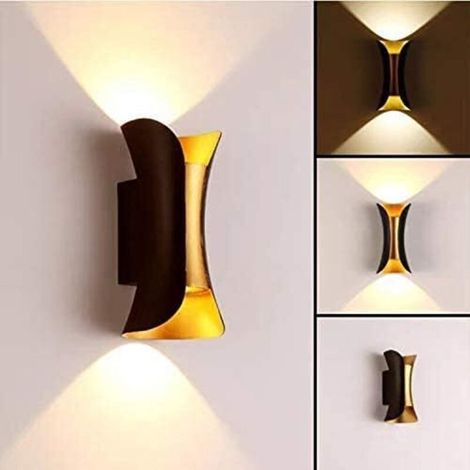 Applique da parete moderna da 10W per interni ed esterni con illuminazione verso l'alto/verso il basso, in metallo, luce bianca calda 3000K, decorativa per camera da letto, casa, corridoio, soggiorno (1/4)