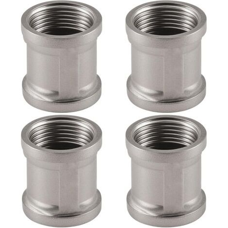 Pair Lot de 4 manchons en acier inoxydable - Double mamelon 1/2\" IG/IG - Filetage intérieur 1/2\" - Adaptateur DN15 - Pour raccord de tuyau (1/5)