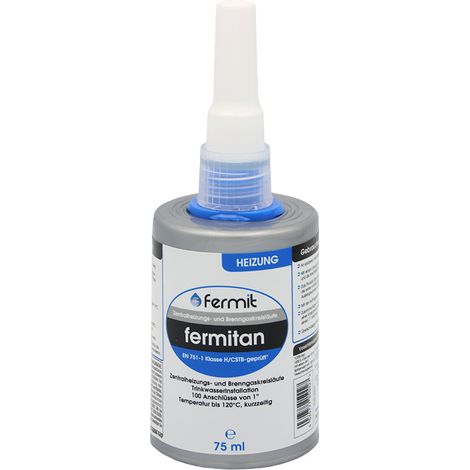 Fermitan Anaerobes Gewinde-Dichtmittel Heizung/Trinkwasser für Heizkreisläufe bei Zentral-, Öl- und Gasheizung Dampf/Druckluft 75 ml (1/5)