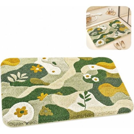 Tapis de bain 40 x 60 cm, antidérapant, doux effet cachemire, absorption rapide, pour salle de bain, toilettes et couloir, motif cartoon (1/5)
