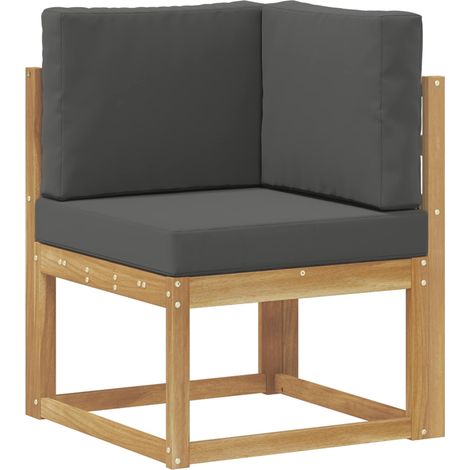 Outdoor Corner Sofa Solid Acacia Wood White vidaXL
