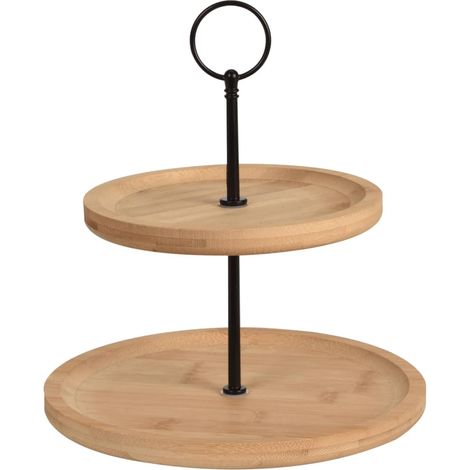 Soporte para pasteles de bambú, 2 niveles (1/3)