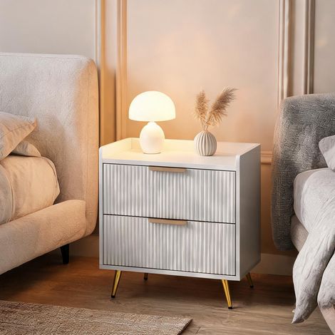 Table de chevet blanc en MDF 50 x 40 x 50 cm (1/5)