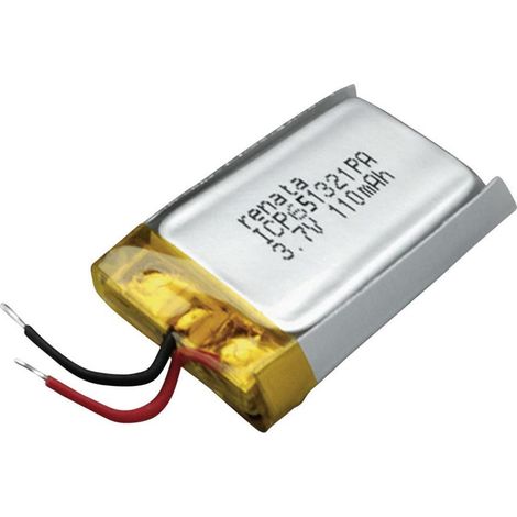 Renata / Swatch Group - Batterie Li-Po 1S1P ICP651321PA + PCM UN38.3 3.7V 120mAh fils