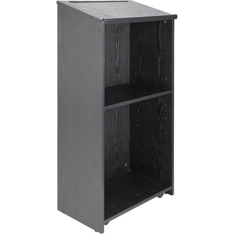 Pupitre sur roulettes, 119 cm, bois avec étagères, plateau incliné, noir – pour église, bureau, école, maison. (1/5)