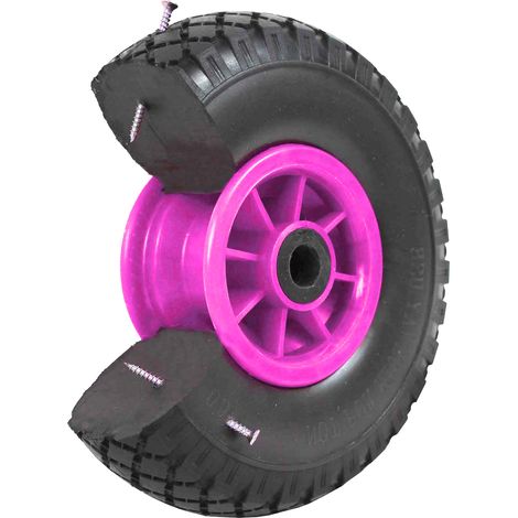 Sackkarrenrad Vollgummi 260x85 mm 3.00-4 PU Sackkarre Ersatzrad Rad Reifen 75mm Achsenlager pink (1/5)