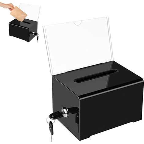 1 boîte distributrice verrouillable, en acrylique transparent, pour cartes de visite, urnes et concours, bureau ou événement professionnel (1/5)