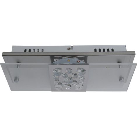 Plafonnier LED Design Moderne en Métal et Verre Chrome 11W 1080 lm Blanc Chaud 30 cm - PANGIVO (1/5)