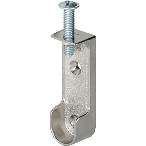 1 Support de tringle en métal pour penderie, chromé, acier massif, pour barre ovale 30x15mm, armoire