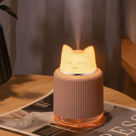 Mini humidificateur pour chat – Humidificateur de bureau personnel pour voiture, plantes, bureau, chambre (rose) (1/4)